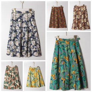 格纹纯色半身裙12 古着Vintage棉麻半裙日系田园风春夏款