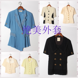 vintage古着短袖西装女薄款透气通勤百搭显瘦小个子西服上衣9