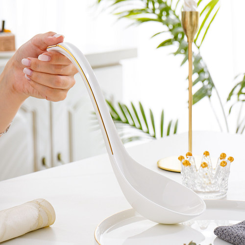 大汤勺创意天鹅家用描金骨瓷大勺