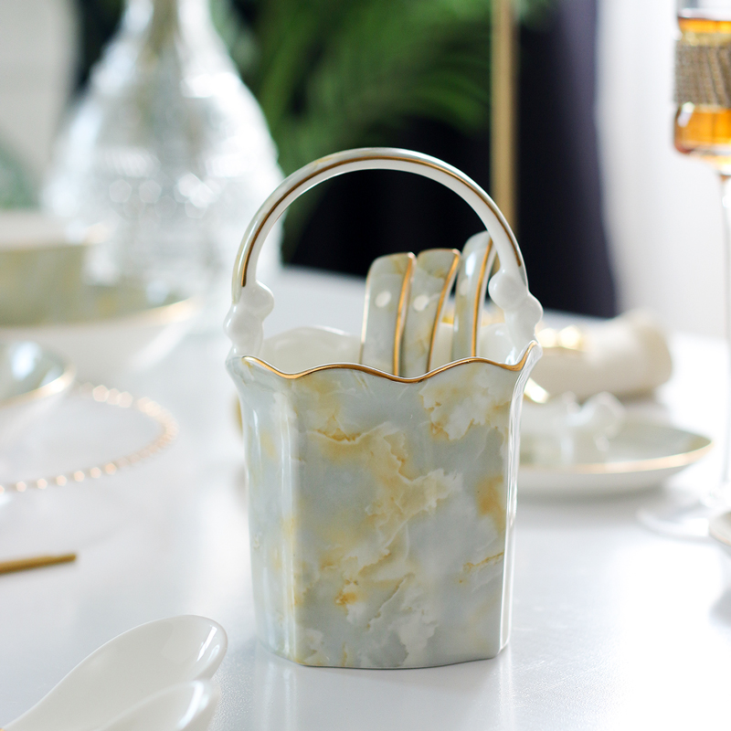 家用勺子笼花篮骨质瓷实用勺子笼