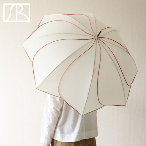 日本碧蔻资 拼色花瓣伞长柄晴雨伞三折防紫外线防晒遮阳黑胶伞女