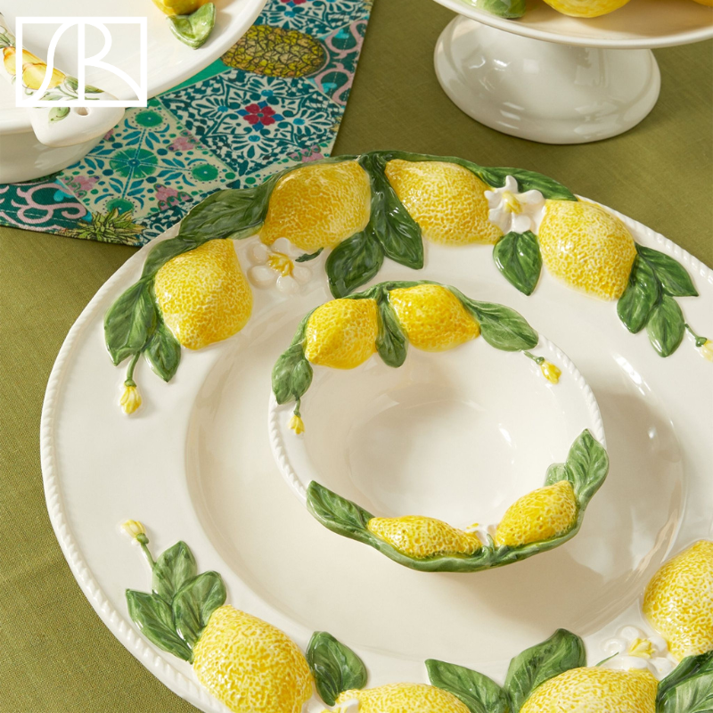 意大利Les Ottomans陶瓷手工立体柠檬餐具平盘碗碟子西餐甜品创意,餐饮具,盘,淘宝优惠券,粉丝福利购,淘宝优惠卷