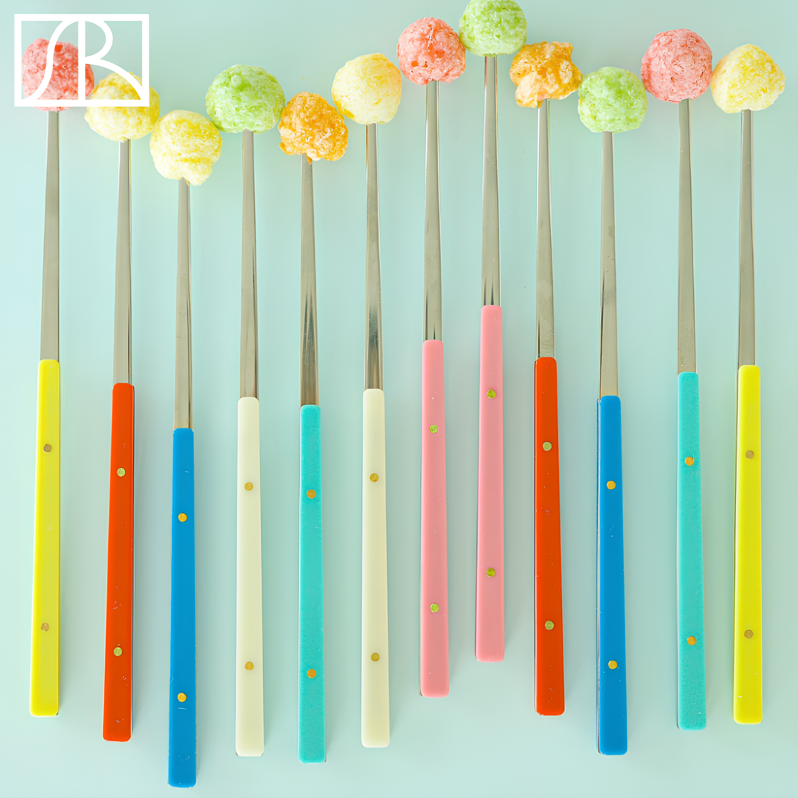 韩国Maison de art糖果色彩不锈钢西餐具筷子汤勺子组合套装礼盒