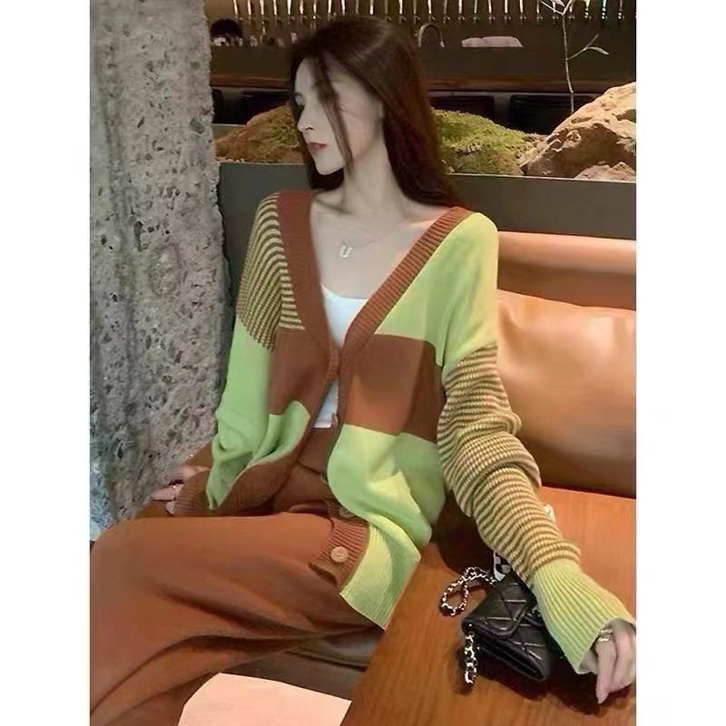2024秋冬新款轻熟洋气减龄时尚针织开衫阔腿裤两件套女