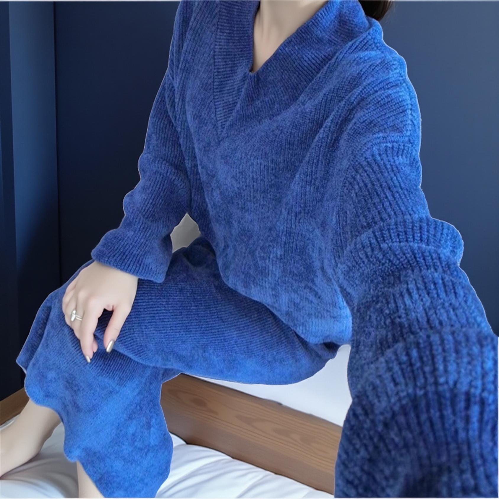 欧洲站2024春秋新款时尚V领宽松减龄雪芙绒套装半身裙女两件套潮