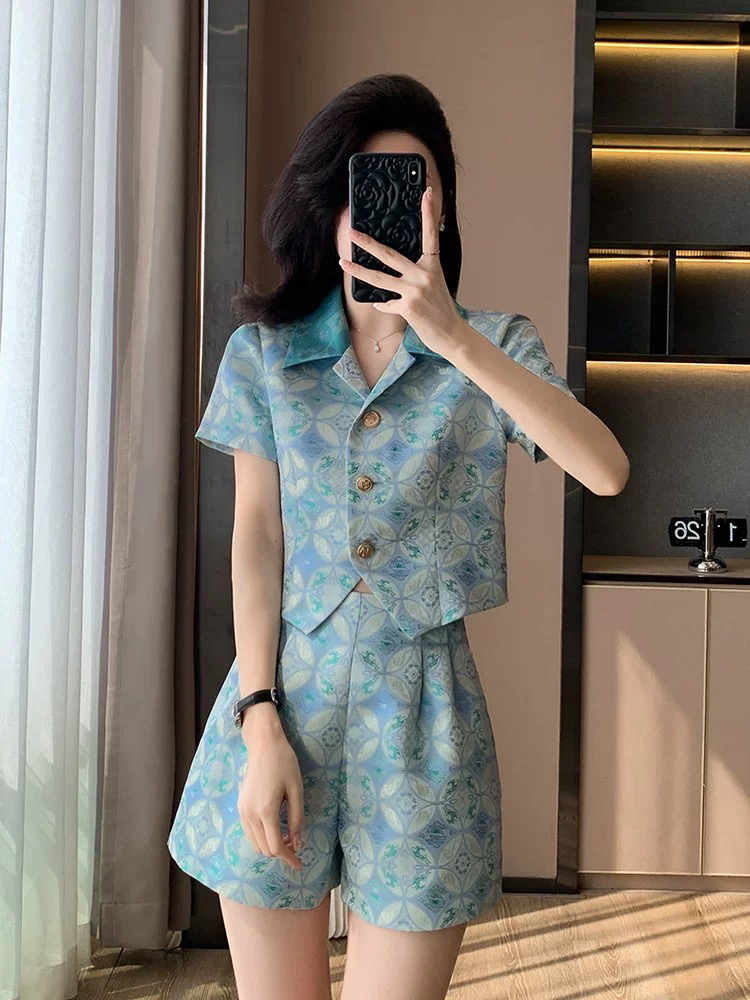 夏季小个子千金名媛风高级感御姐范气质通勤POLO领短袖短裤两件套