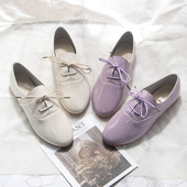 新款 小众腔调 系带平底深口单鞋 春季 英伦复古小皮鞋 女软皮韩版