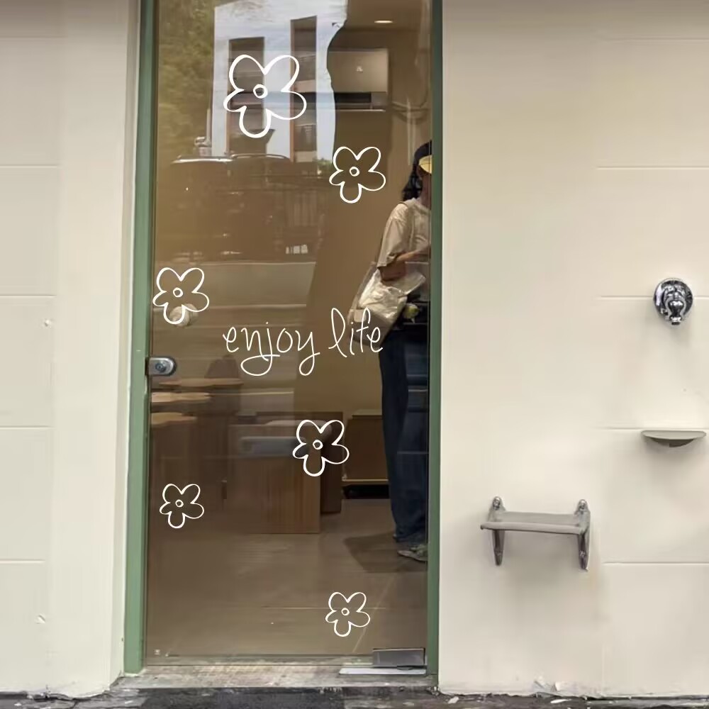 享受生活DIY花朵玻璃门装饰贴纸