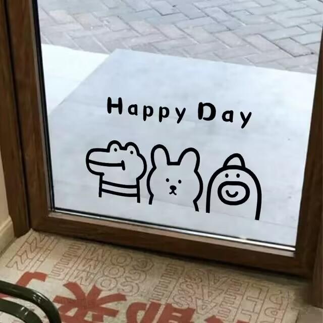 自拍照玻璃门装饰小图案防撞贴纸