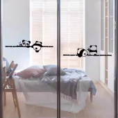 卡通熊猫防撞玻璃贴纸 饰贴画 厨房移门贴餐厅阳台推拉门腰线装