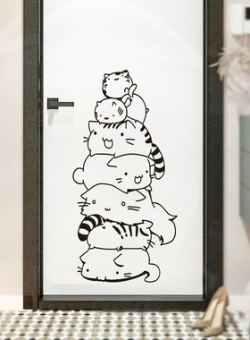 可爱小猫咪宠物店贴纸背景装饰