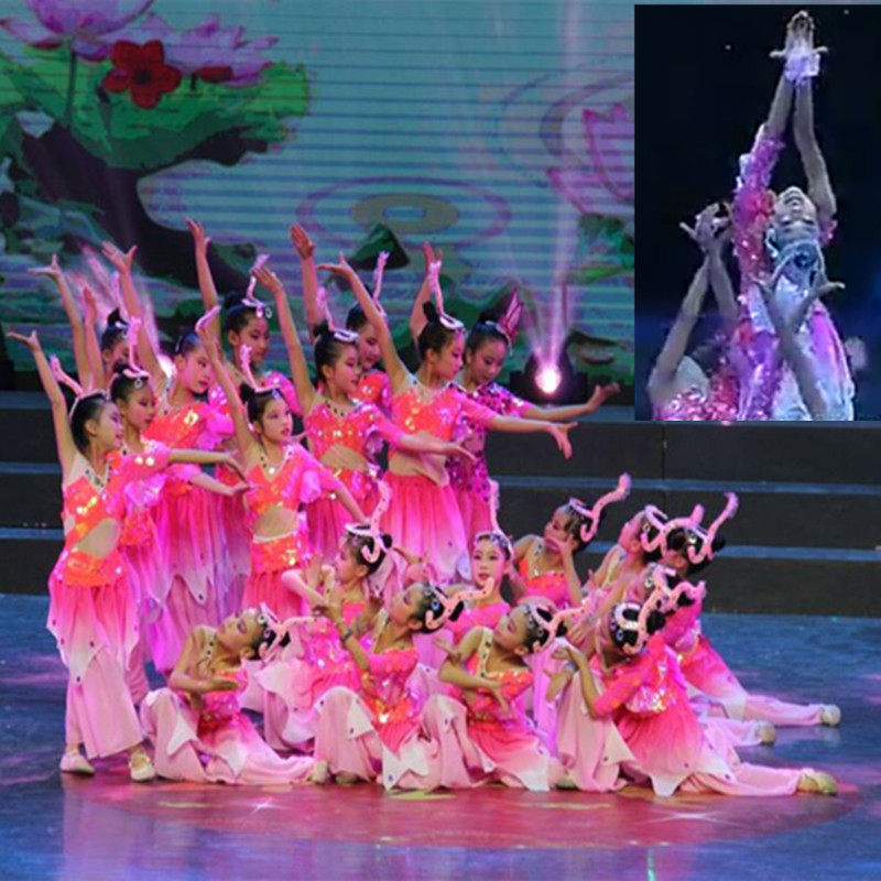 六一小荷风采唧唧鱼儿跃表演服儿童傣族群舞卿卿鱼儿跃舞蹈演出服