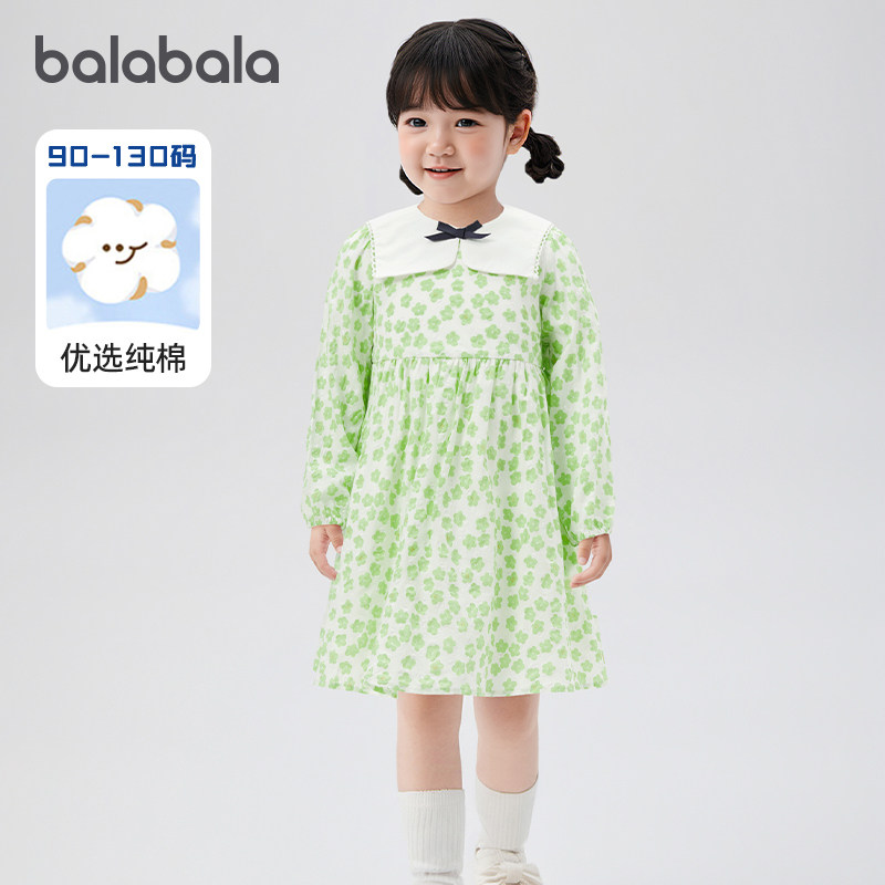 巴拉巴拉女童连衣裙纯棉碎花裙潮