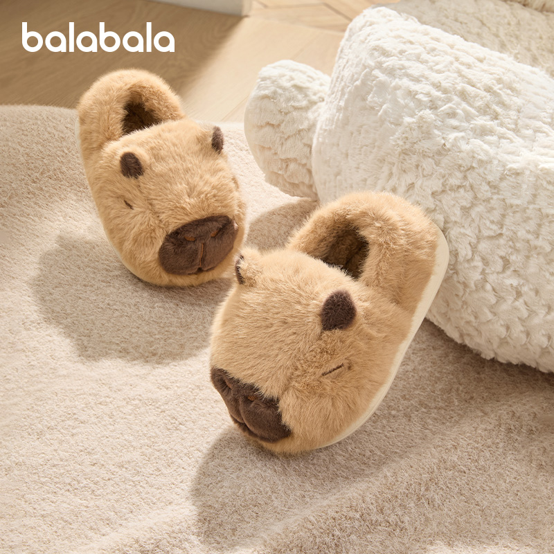 巴拉巴拉女童加绒拖鞋大童棉拖厚