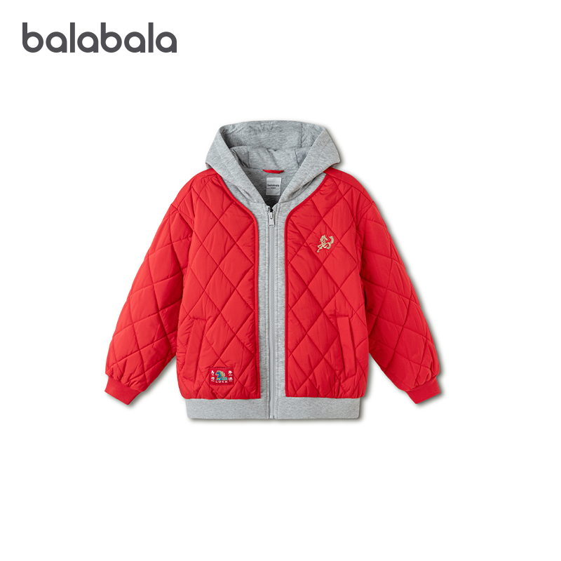 【balaOne】巴拉巴拉童装儿童外套男女童2025年新款春装棉服拼接
