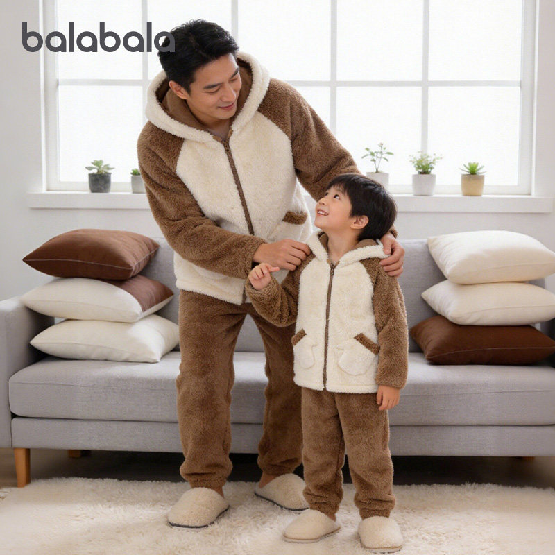巴拉巴拉儿童家居服套装男童珊瑚绒睡衣亲子装2025冬季新款童装厚,童装/婴儿装/亲子装,亲子装/亲子时装,淘宝优惠券,粉丝福利购,淘宝优惠卷