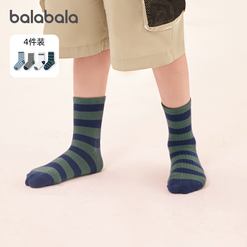 巴拉巴拉儿童袜子大童条纹中筒袜