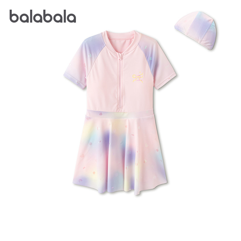 商场同款巴拉巴拉儿童泳衣女童连体泳装2026新款夏季防晒连体裙子