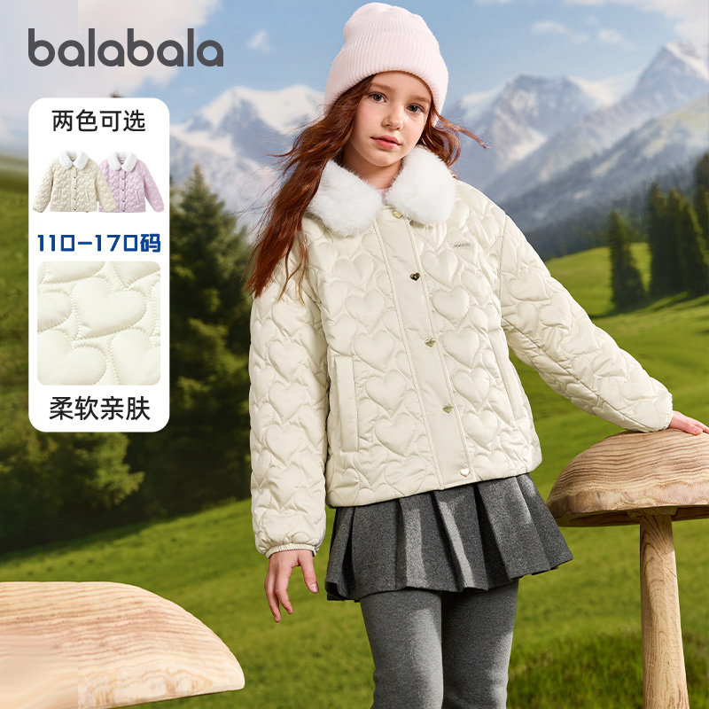 巴拉女童棉服大童甜美翻领外套