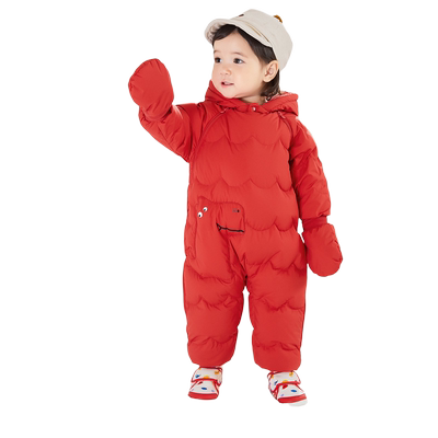 巴拉巴拉婴儿新年红色连体羽绒服