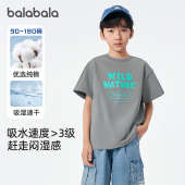 t恤中大童纯棉灰色半袖 儿童上衣薄款 夏新款 巴拉巴拉男童短袖 童装