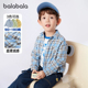 童装 巴拉巴拉男童长袖 外套秋季 小童宝宝格子衬衣儿童纯棉薄款 衬衫