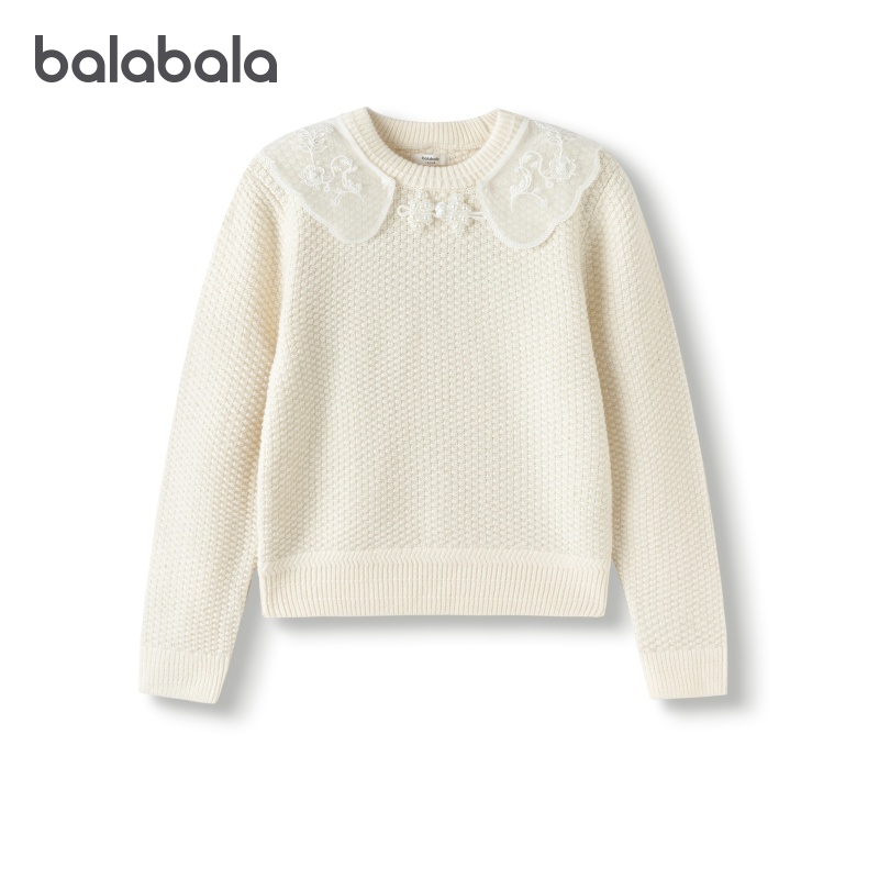 巴拉巴拉针织衫女童刺绣毛衫盘扣