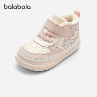 宝宝加绒鞋 童鞋 子儿童保暖板鞋 新款 潮 秋冬季 巴拉巴拉女童学步鞋
