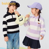 宝宝衣服 童装 巴拉巴拉儿童卫衣男童女童条纹上衣儿童polo衫 春秋款