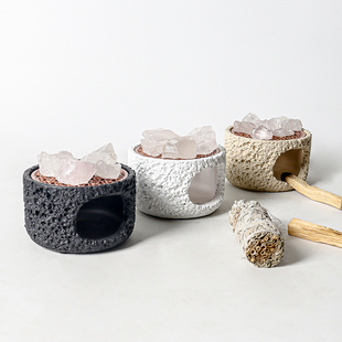 鼠尾草水晶消磁香薰炉秘鲁圣木净化香炉燃烧盘香薰容器雪松托盘