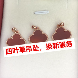 镀纯银18K玫瑰金锁骨链短款活动黄金色四叶草项链单吊坠单坠子