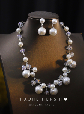 涵汐新款手工仿珍珠水晶新款耳环