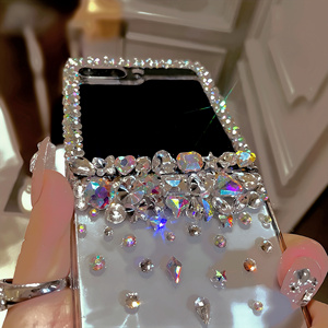 三星ZFlip6手机壳套边框zflip5新款女全包爆闪z3高级质感奢华定制粘水钻石z4折叠外屏透明硬创意薄原创可爱