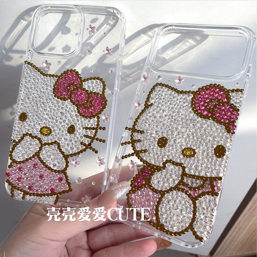 新款裙子kt猫华为pura80手机壳p90promax卡通HelloKitty保护套mate80Promax奢华高级水钻P70Pro网红创意定制