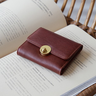 植鞣头层牛皮多卡位三折皮夹 钱包女士新款 漫色出品 真皮复古短款