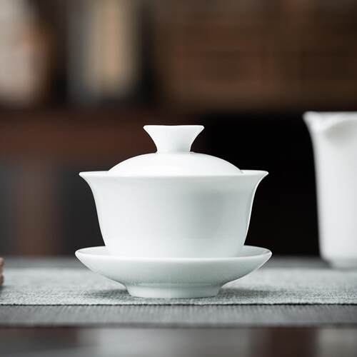 【支持】德化白瓷盖碗茶杯单个