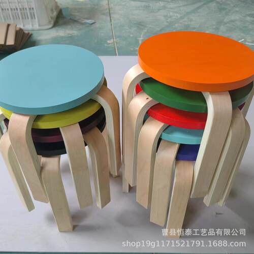 实木儿童课桌椅幼儿园美术桌椅训机构课培桌椅可木叠摞弯曲圆班凳