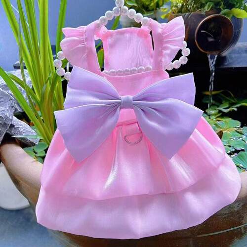 猫宠物衣服夏服比仙德瑞拉公衣主裙咪熊飞袖蝴蝶结马WD142358尔济