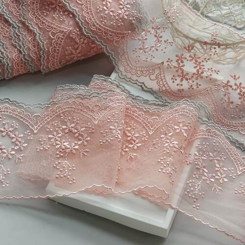 3米蝴粉红色花边绣花花边配件儿童服装儿结服装婴蝶装饰379花边