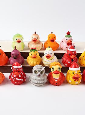 新品圣诞节发光鸭系列树脂工艺品