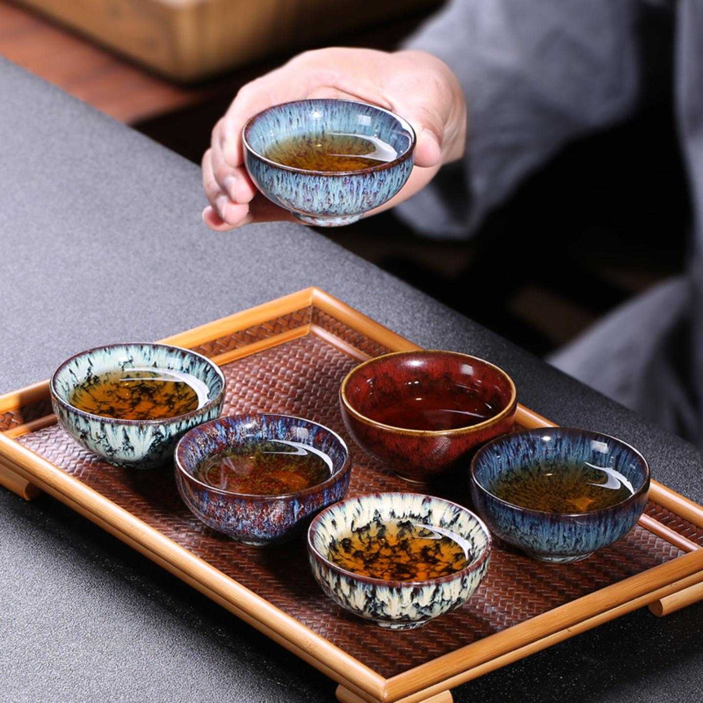 窑变主人杯茶杯陶瓷功夫茶具单杯品茗杯茶盏天目釉个人大号茶盏碗