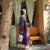 七月伊萨尔 紫色oversize宽松风衣 Vintage复刻古着外套