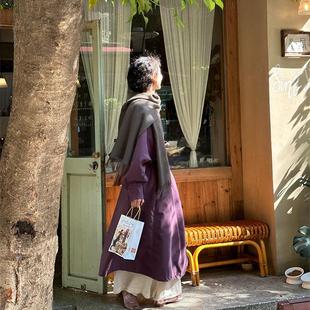 七月伊萨尔 Vintage复刻古着外套 紫色oversize宽松风衣