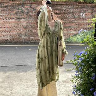 七月伊萨尔 针织立体不规则设计裙子 原创自制慵懒感两件套连衣裙