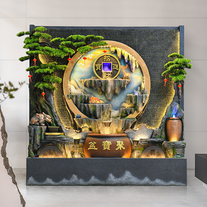 水幕墙喷泉景观流水摆件循环水玄关办公室风水轮装饰乔迁开业礼物,家居饰品,落地摆件,淘宝优惠券,粉丝福利购,淘宝优惠卷