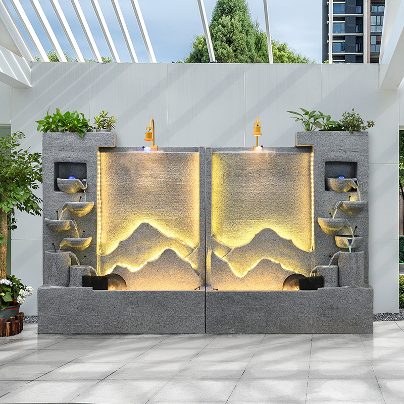 现代简约水幕墙屏风喷泉循环水落地摆件户外庭院景观装饰乔迁送礼