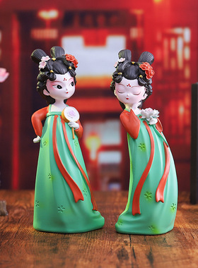唐宫夜宴侍女古风工位潮玩摆件