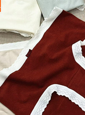 韩玛斯内裤少女再生纤维磨毛蕾丝边柔软透气纯棉裆中腰三角H22148