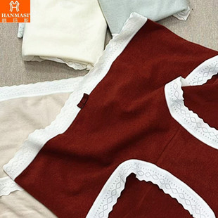 韩玛斯内裤 少女再生纤维磨毛蕾丝边柔软透气纯棉裆中腰三角H22148