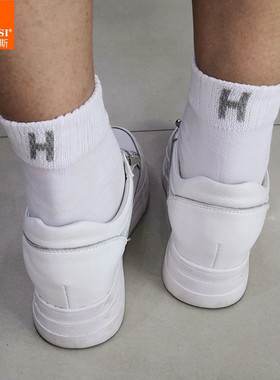 韩玛斯袜子男女儿童中筒薄款网眼棉袜抗菌防臭运动情侣短袜H31222